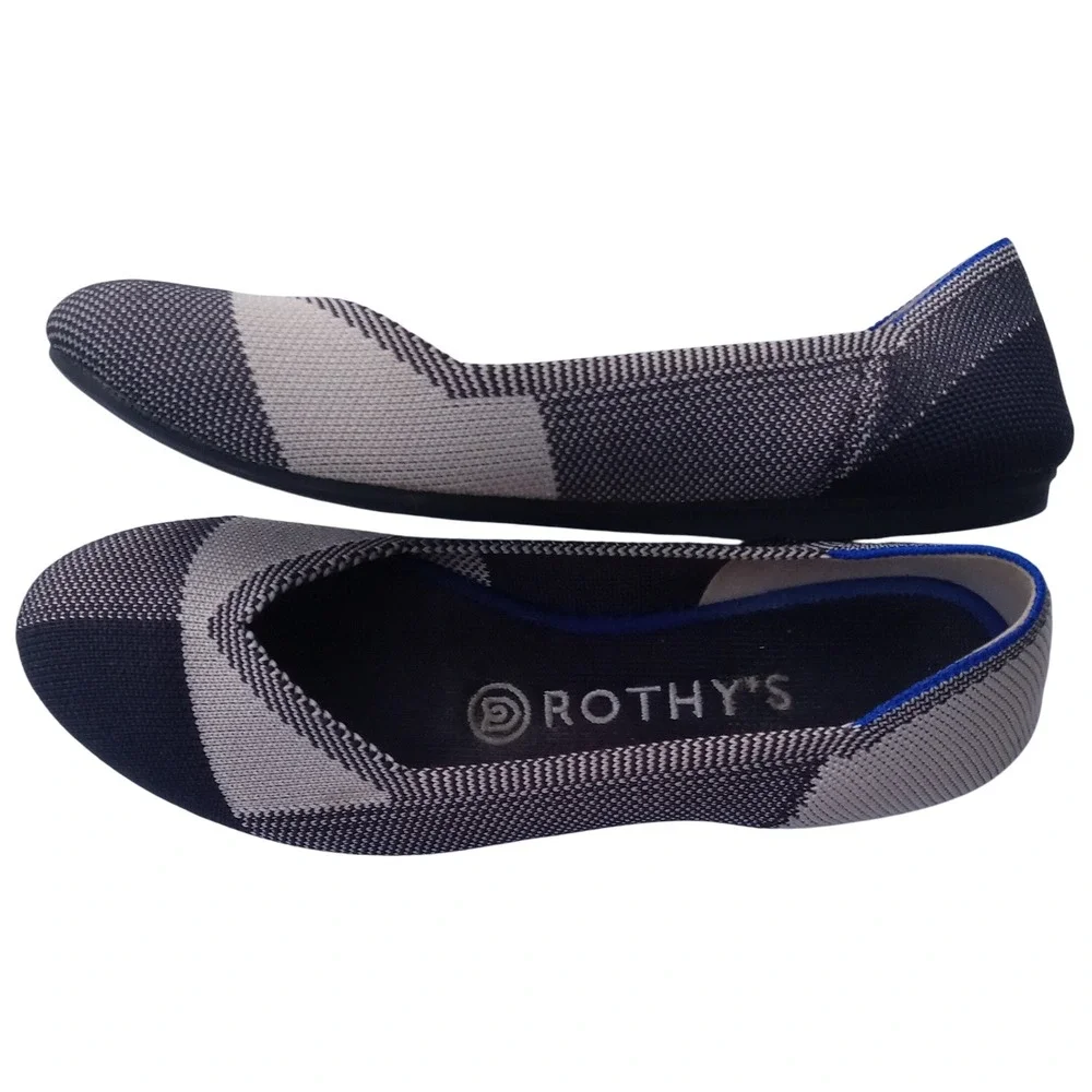 ROTHY'S Retired The Flat Captoe Buffalo Plaid Slip On Ballet Preppy Trendy Sz. 6